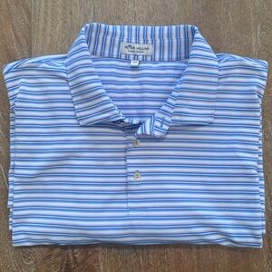 Peter Millar XXL Summer Comfort Polo in White w/Lavendar/Blue/Light Blue Stripes